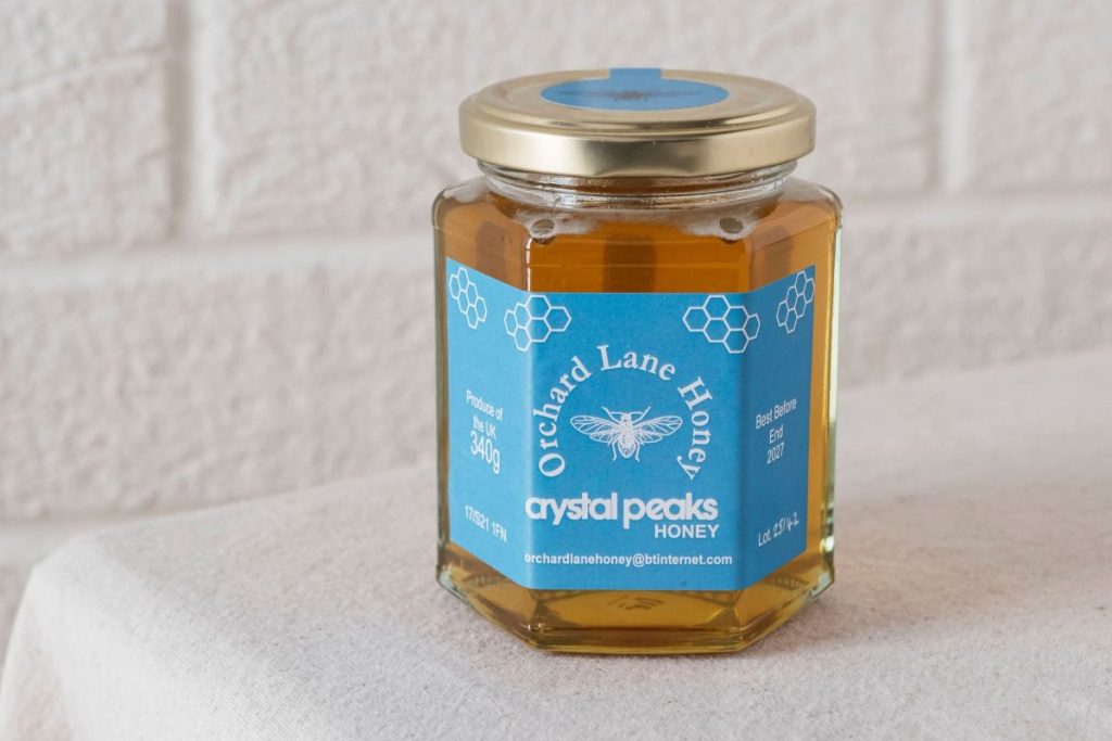 340g jar of Crystal Peaks Honey from Sheffield